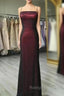 Black and Red Square Neckline Prom Dress, Black and Red Long Prom Dress