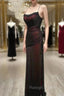 Black and Red Straps Long Simple Prom Dress, Black and Red Prom Dress