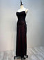 Black And Red Straps Simple Long Formal Dress, Black And Red Evening Dress Prom Dress