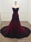 Black And Red Sweetheart Tulle With Lace Glam Prom Gowns Prom Dresses Long Prom Dresses