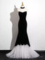 Black And White Mermaid Long Formal Dress Evening Dress, Black And White Prom Dress