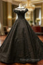Black Ball Gown Sequins Beading Bateau Prom Dress With Feather