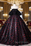 Black Ball Gown Strapless Embroidery Quinceanera Dress
