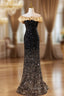 Black Gold Sequins Mermaid Prom Dresses