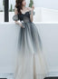 Black Gradient Sweetheart Beaded Off Shoulder Prom Dress A-Line Tulle Prom Dresses