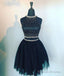 Black High Neck Two Pieces Short Prom Dresses