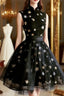 Black High Neckline Short Tulle Prom Dress Black Homecoming Dress Formal Dress prom dresses shops