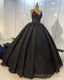 Black lace ball Gowns dresses for wedding , spaghetti straps prom dress