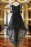 BLACK LACE EVENING DRESS BLACK LACE HIGH LOW PROM DRESS