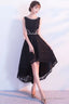 Black Lace High Low Beaded Short Prom Dresses Black Homecoming Dresses