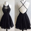 Black Lace Open Back Beaded Sexy Prom homecoming Formal Prom Dress
