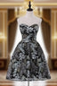 Black Lace Print Strapless Homecoming Dress