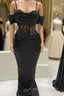 Black Mermaid Corset Prom Dress Appliques Beaded