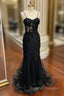 Black Mermaid Lace Long Prom Dress, Black Lace Prom Dress