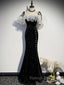 Black Mermaid Long Formal Dress Party Dress, Off Shoulder Black Evening Dresses