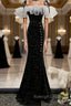 Black mermaid long prom Dresses black Prom Dresses