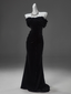 Black Mermaid Off-The-Shoulder Velvet Long Prom Dress, Elegant Evening Dress