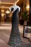 Black Mermaid Sequins Off the Shoulder Prom Dresses