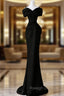 Black Mermaid Sweetheart Off Shoulder Prom Dresses Black Satin Prom Dresses