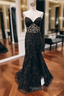 Black Mermaid Tulle Appliques Prom Dresses