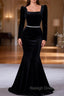 Black Mermaid Velvet Long Sleeve Prom Dresses
