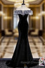 Black Mermaid Velvet Off the Shoulder Prom Dresses