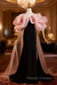 Black Mermaid Velvet Pink Flower Prom Dresses