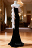 Black Mermaid Velvet Strapless Prom Dresses