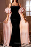 Black Mermaid Velvet Straps Prom Dresses