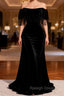 Black Off the Shoulder Beading Prom Dresses