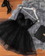 Black Polka Dot Tulle Strapless Corset Short Dresses Homecoming Dress
