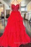 Black Red Purple Lace Prom Dresses, Black Red Purple Lace Formal Prom Dresses