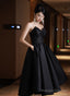 Black Satin High Low Sweetheart Homecoming Dresses Black Short Prom Dresses With Bow