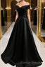 Black Satin Off Shoulder Long Simple Prom Dresses Stunning Prom Gown