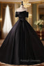 Black Satin Off the Shoulder Quinceanera Dress