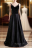 Black Satin Spaghetti Straps Prom Dress