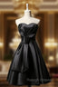 Black Satin Sweetheart Black Homecoming Dress