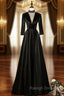 Black Satin Velvet Short Sleeve Prom Dresses
