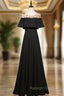 Black Scoop Neck Beading Prom Dress