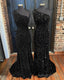 Black Sequin One Shoulder Slit Dresses