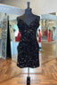 Black Sequin V Neck Backless Short Homecoming Dress Wedding