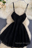 Black Short Homecoming Dress A Line Mini Dress