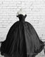 Black Sparkly Ball Gown Dress With 3D Flowers
