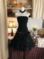 Black Strapless Lace A-Line Short Birthday Outfits Prom Graduation Homecoming Dresses