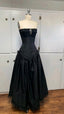 Black Strapless Vintage Prom Dresses Long Prom Dresses