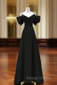 Black Straps Bow Long Prom Dress