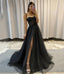 Black Sweetheart Neck Tulle Long Prom Dresses Black Tulle Prom Dress Sparkle Sweetheart Prom Gowns