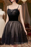 Black Tulle and Lace Straps Short Party Dress, Black Homecoming Dress