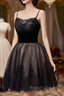 Black Tulle and Lace Straps Short Prom Dress, Black Homecoming Dress