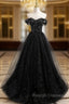 Black Tulle Beading Off the Shoulder Prom Dress